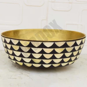 Bathroom Vessel Sink created with solid unlacquered brass and a Resin finish