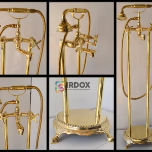 Brass Freestanding Bathtub Filler With Telephone Hand Shower