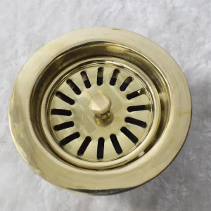 Brass Kitchen Sink Basket Strainer with Drain Cover, Sink Filter Stopper For Kitchen Bathroom Accessories