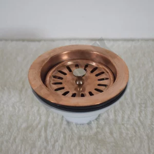 Copper Kitchen Sink Basket Strainer with Drain Cover, Sink Filter Stopper For Kitchen Bathroom Accessories