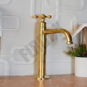 Single Handle One Hole Deck Mount Bathroom Faucet, Unlacquered Brass Faucet